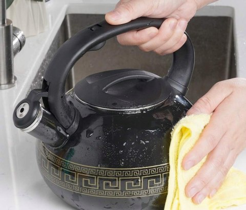 Czarny Emaliowany Czajnik Retro 3L z Gwizdkiem na Indukcję Gaz MASTERPAN