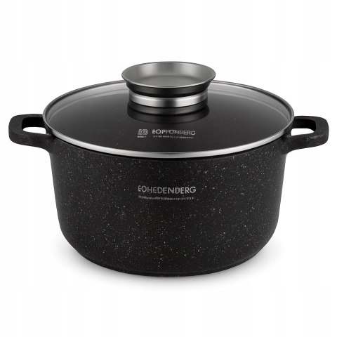 Garnek marmurkowy 32 cm 13,5 l pokrywka szklana indukcja powłoka non-stick