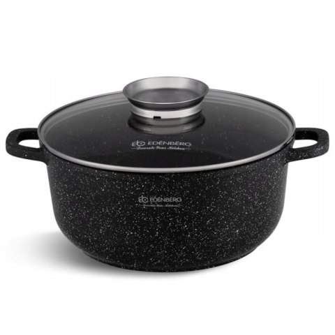 Garnek marmurkowy 32 cm 13,5 l pokrywka szklana indukcja powłoka non-stick