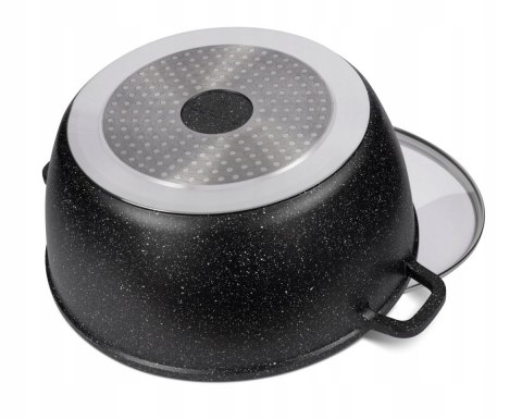 Garnek marmurkowy 32 cm 13,5 l pokrywka szklana indukcja powłoka non-stick