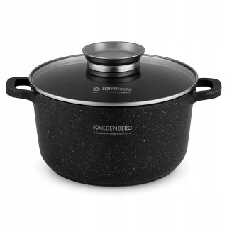 Garnek marmurkowy 32 cm 18,5 l pokrywka szklana indukcja powłoka non-stick
