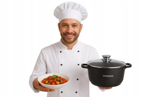 Garnek marmurkowy 32 cm 18,5 l pokrywka szklana indukcja powłoka non-stick