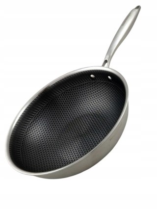 Patelnia WOK GŁĘBOKA 3.7L CIĘŻKA STALOWA 28CM INDUKCJA GAZ