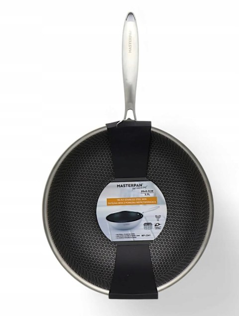 Patelnia WOK GŁĘBOKA 3.7L CIĘŻKA STALOWA 28CM INDUKCJA GAZ