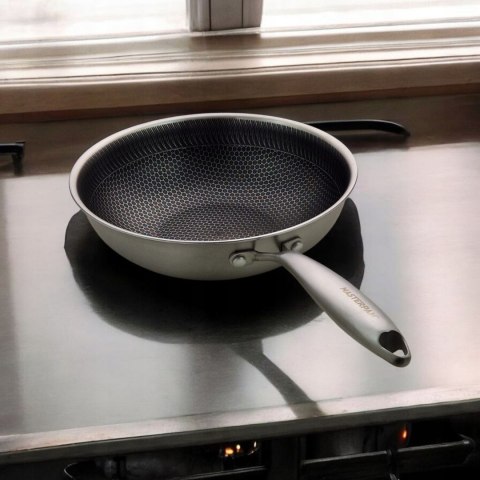 Patelnia WOK GŁĘBOKA 4.2L CIĘŻKA STALOWA 30CM INDUKCJA GAZ