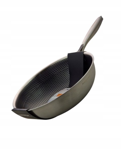 Patelnia WOK GŁĘBOKA 4.2L CIĘŻKA STALOWA 30CM INDUKCJA GAZ