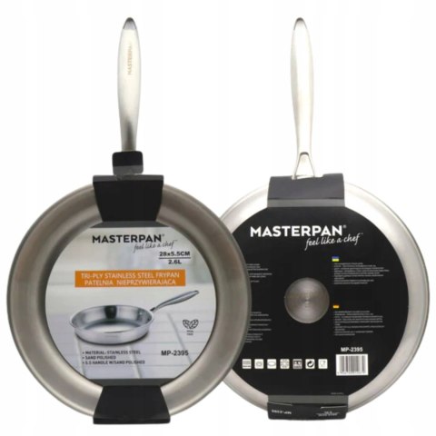 Patelnia tradycyjna Masterpan Patelnia STAL NIERDZEWNA 22 cm