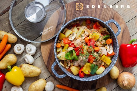Garnek tradycyjny Edenberg Ganrek marmurowy NON-STICK 32cm 10.0L 10 l
