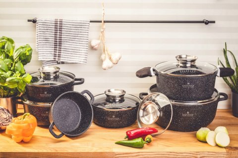 Zestaw garnków marmurkowych aluminiowe 12 el.