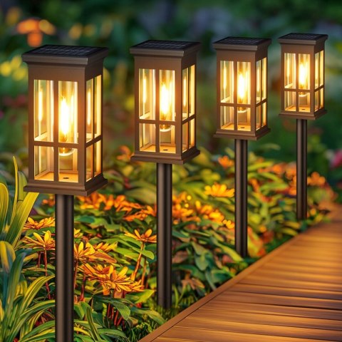 6x Lampa Ogrodowa LED Solar, Ciepłe Światło, Wbijana, Czujnik Zmierzchu