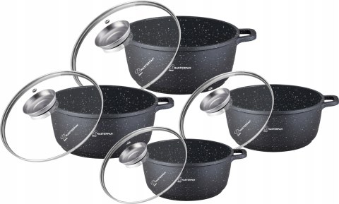 GARNKI ALUMINIUM 8ELE MARMUR 16CM 20CM 24CM 28CM MASTERPAN MP-2148