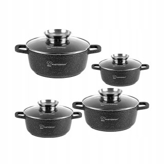GARNKI ALUMINIUM 8ELE MARMUR 16CM 20CM 24CM 28CM MASTERPAN MP-2148