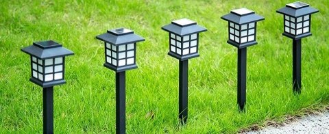 Lampa Ogrodowa 2 sztuki Solarna LED Lampki Gruntowe Czujnik Zmierzchu