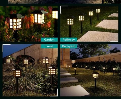 Lampa Ogrodowa 2 sztuki Solarna LED Lampki Gruntowe Czujnik Zmierzchu