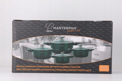 Zestaw Komplet Garnków Marmurkowych Garnki 8 EL Indukcja Gaz MASTERPAN