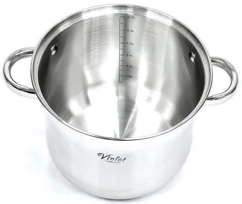 Garnek stalowy solidny tradycyjny Violet 4.8 l srebrny