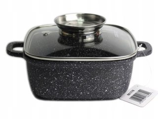 MAŁY Garnek MARMURKOWY KWADRATOWY 18cm 2.1L+2x ŁAPKI Brytfanna GAZ INDUKCJA