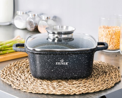 MAŁY Garnek MARMURKOWY KWADRATOWY 18cm 2.1L+2x ŁAPKI Brytfanna GAZ INDUKCJA