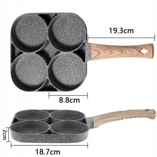 Patelnia do jajek tradycyjna marmurkowa 4 sekcje 18 cm