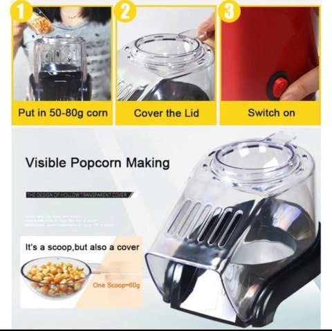 Urządzenie do popcornu misskitchen popcorn czerwony
