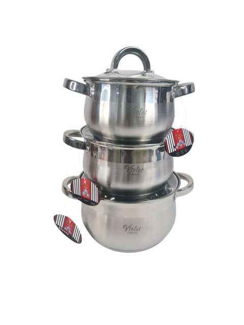 Zestaw garnków Miss Kitchen VIOLET stal nierdzewna 6 el.