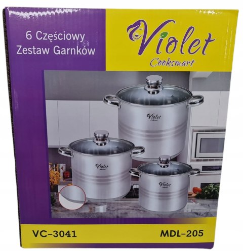 Zestaw garnków Violet stal nierdzewna 6 el.