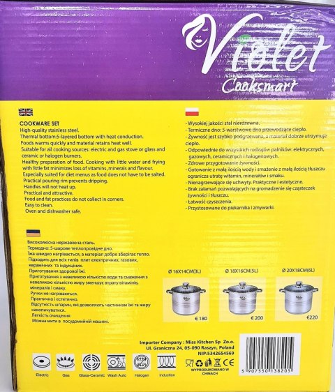 Zestaw garnków Violet stal nierdzewna 6 el.