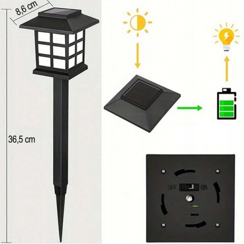 Lampa Ogrodowa 2 sztuki Solarna LED Lampki Gruntowe Czujnik Zmierzchu
