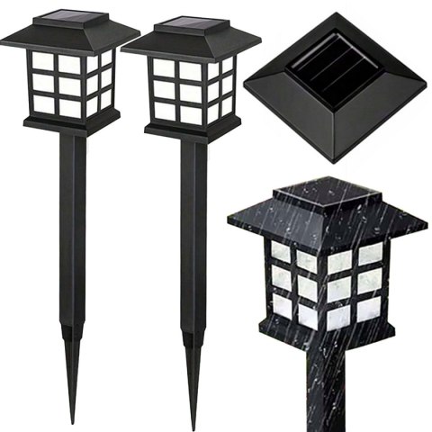 Lampa Ogrodowa 2 sztuki Solarna LED Lampki Gruntowe Czujnik Zmierzchu
