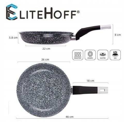 Patelnia tradycyjna Elitehoff Stonetec 26 cm marmurowa