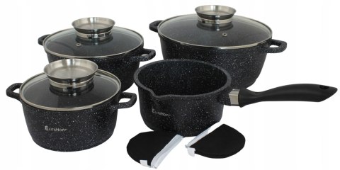 Zestaw garnków Elitehoff aluminiowe 9 el.