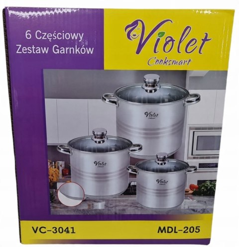 Zestaw garnków Violet stal nierdzewna 6 el.