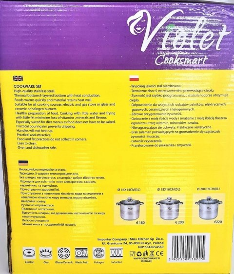 Zestaw garnków Violet stal nierdzewna 6 el.