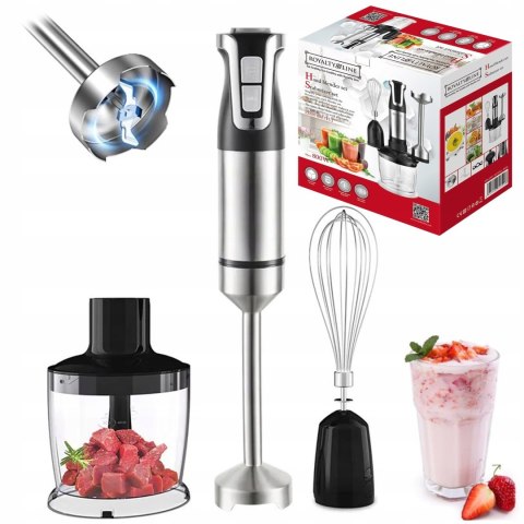 BLENDER RĘCZNY MIKSER WIELOFUNKCYJNY ZESTAW TURBO MALAKSER 800W ROBOT 3w1