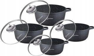 GARNKI ALUMINIUM 8ELE MARMUR 16CM 20CM 24CM 28CM MASTERPAN MP-2148