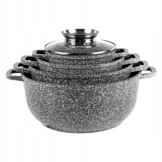 Garnki Granitowe Zestaw garnków Granit Gaz Indukcję 8el 16/20/24/28 AROMA