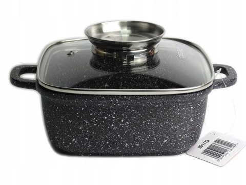 MAŁY Garnek MARMURKOWY KWADRATOWY 18cm 2.1L+2x ŁAPKI Brytfanna GAZ INDUKCJA