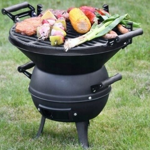 PALENISKO GRILL WĘGLOWY ŻELIWNY STALOWY OGRODOWY KOCIOŁEK PRZENOŚNY