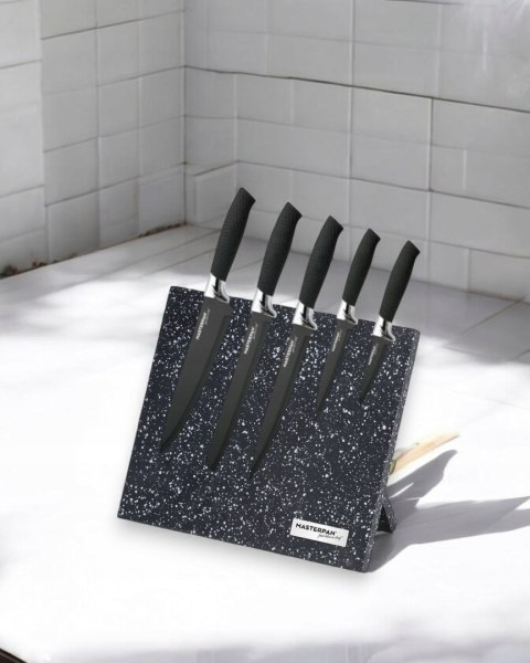 Stojak na noże MASTERPAN 24 cm czarny