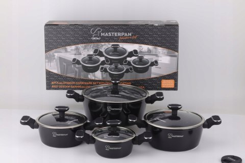 Zestaw Garnków Marmurkowych Komplet Garnki Soft Touch 8 EL. MasterPan