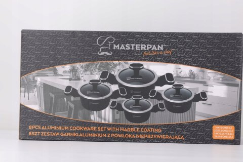 Zestaw Garnków Marmurkowych Komplet Garnki Soft Touch 8 EL. MasterPan