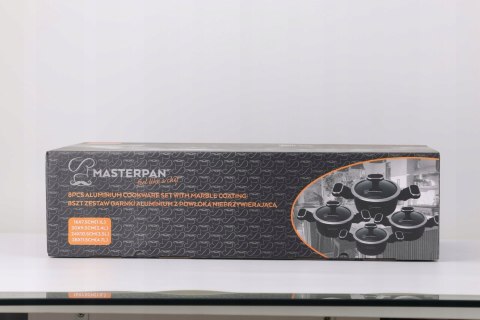 Zestaw Garnków Marmurkowych Komplet Garnki Soft Touch 8 EL. MasterPan