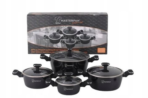 Zestaw Garnków Marmurkowych Komplet Garnki Soft Touch 8 EL. MasterPan