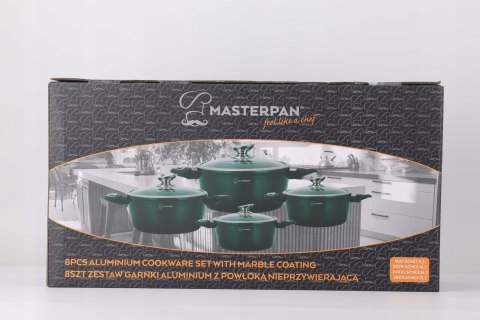 Zestaw Komplet Garnków Marmurkowych Garnki 8 EL Indukcja Gaz MASTERPAN