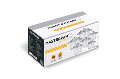 Zestaw garnków MASTERPAN stal nierdzewna 12 el.