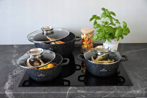 Zestaw garnków marmurkowych aluminiowe 12 el.