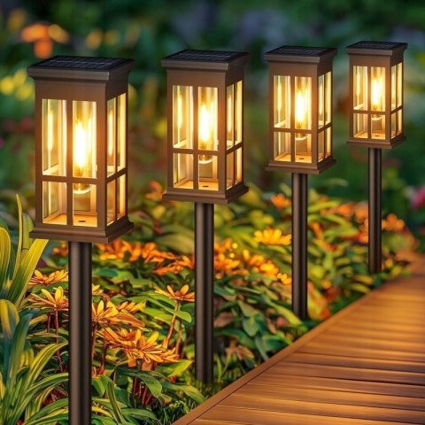 6x Lampa Ogrodowa LED Solar, Ciepłe Światło, Wbijana, Czujnik Zmierzchu