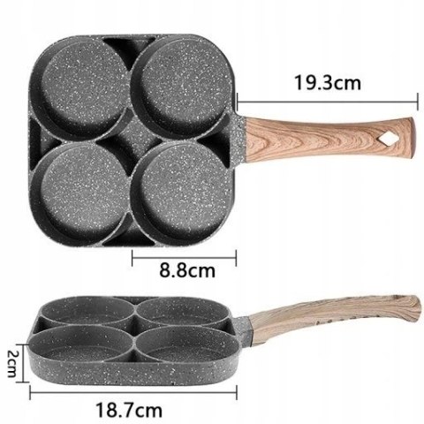 Patelnia do jajek i placków Rossner 4 OTWORY 18 cm granitowa