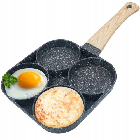 Patelnia do jajek tradycyjna marmurkowa 4 sekcje 18 cm
