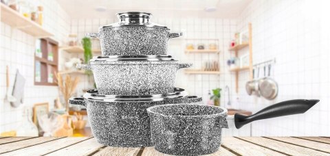 Zestaw garnków Elitehoff aluminiowe 9 el.